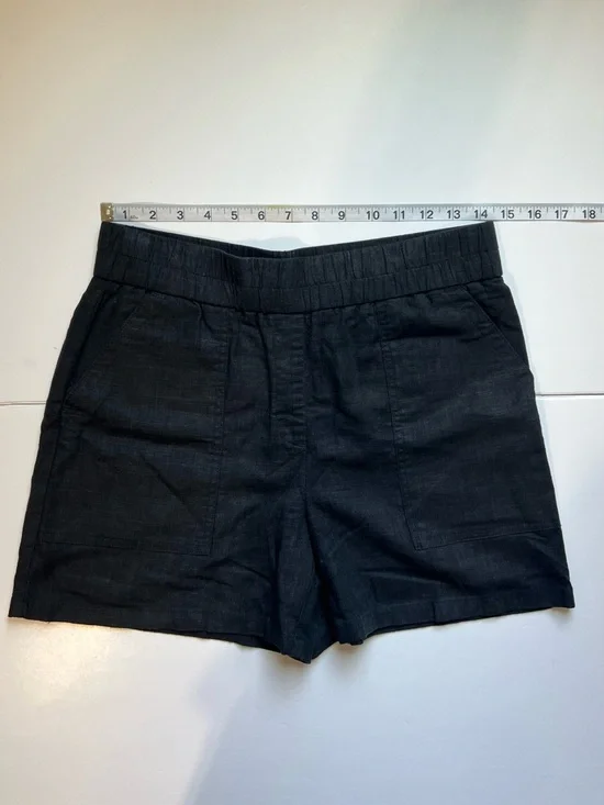 RW&CO Black High Rise Elastic Waist Linen Blend Shorts Size Small Quiet Luxury - Picture 9 of 12